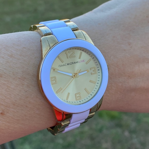 Isaac Mizrah Live! Gold and white link watch - Picture 2 of 9